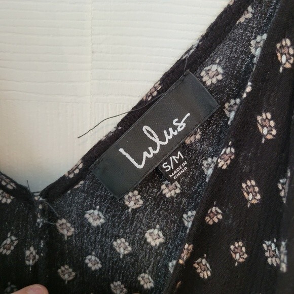 Lulu's Yours Tule Black Floral Print Maxi Dress Size Small/Medium - Picture 6 of 9